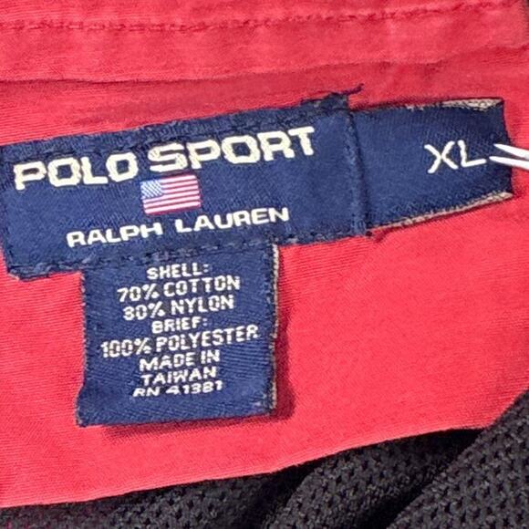 VTG Ralph Lauren Polo Sport Swim Shorts Trunks Men XL Red Aztec Hawaiian Aloha - Picture 7 of 7